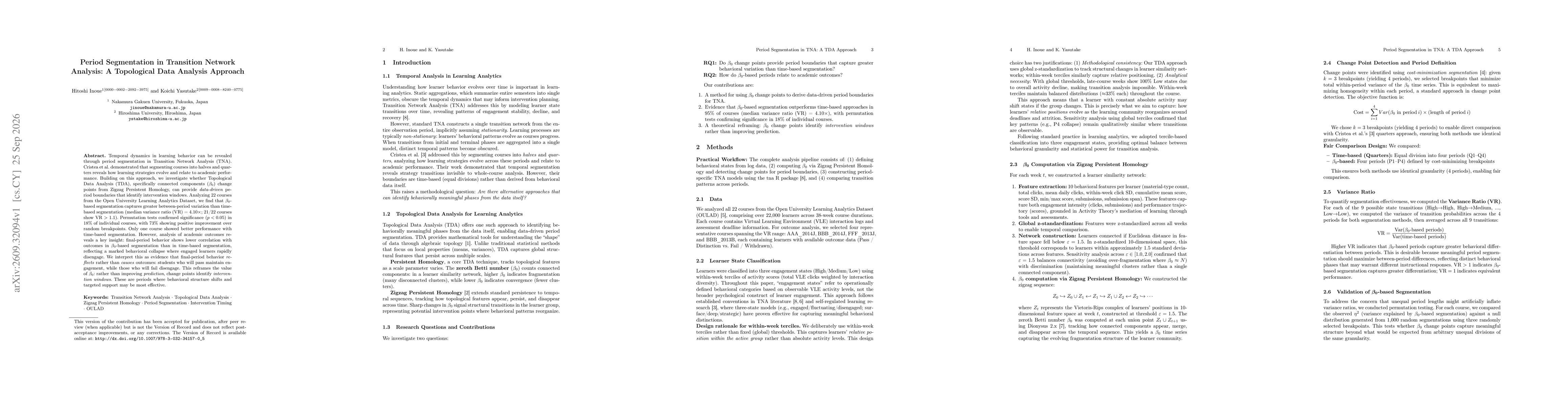 Thumbnail for Period Segmentation in Transition Network Analysis: A Topological Data Analysis Approach