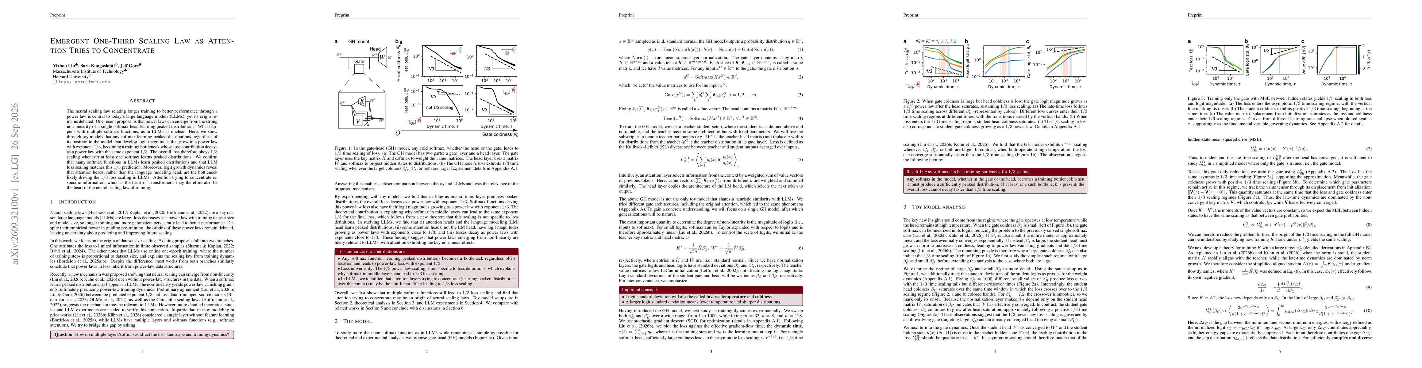 Thumbnail for Emergent One-Third Scaling Law as Attention Tries to Concentrate