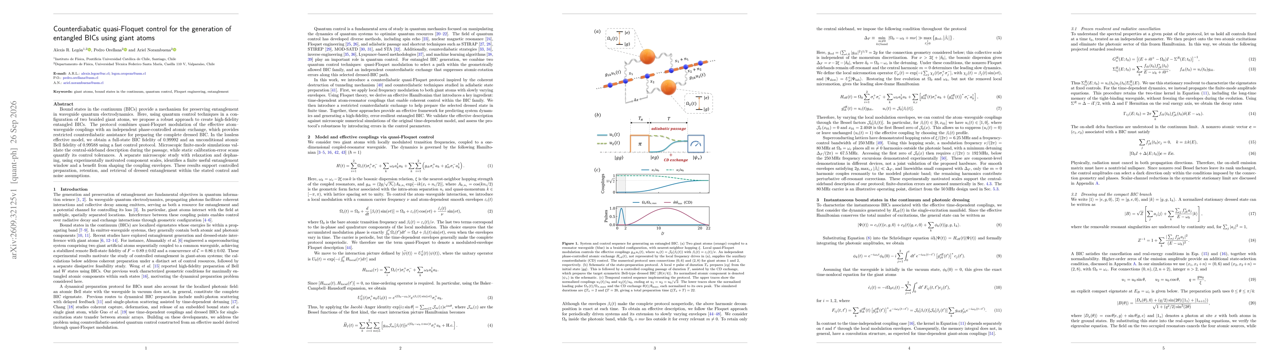 Thumbnail for Counterdiabatic quasi-Floquet control for the generation of entangled BICs using giant atoms