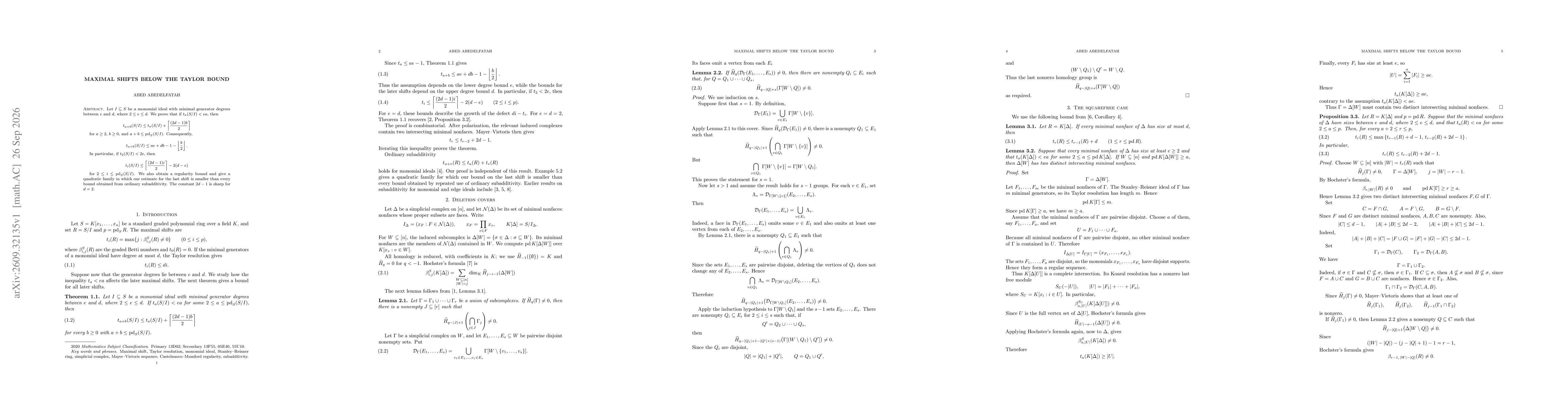 Thumbnail for Maximal shifts below the Taylor bound