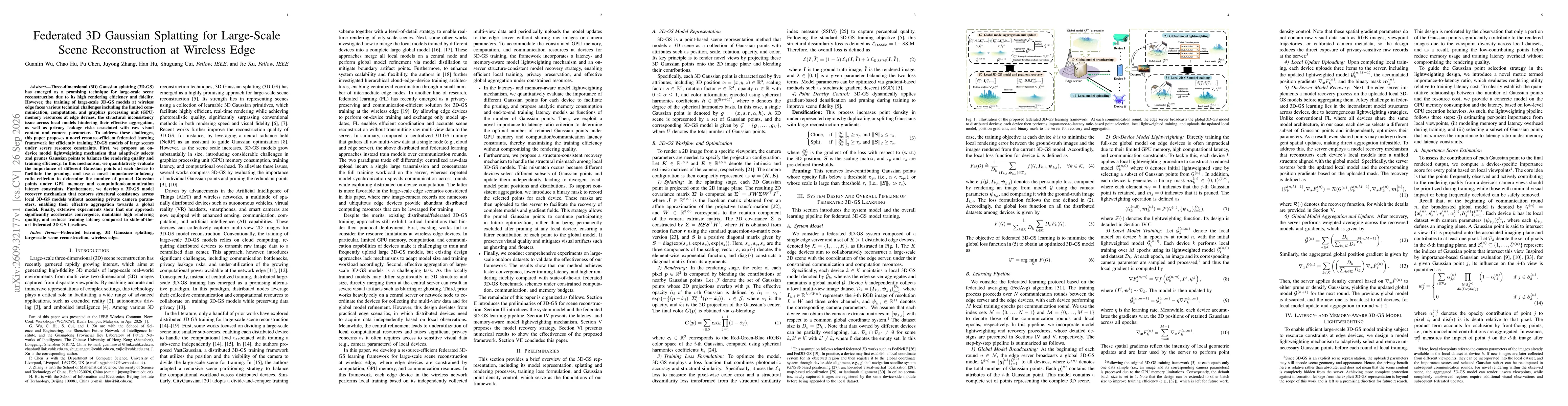 Thumbnail for Federated 3D Gaussian Splatting for Large-Scale Scene Reconstruction at Wireless Edge