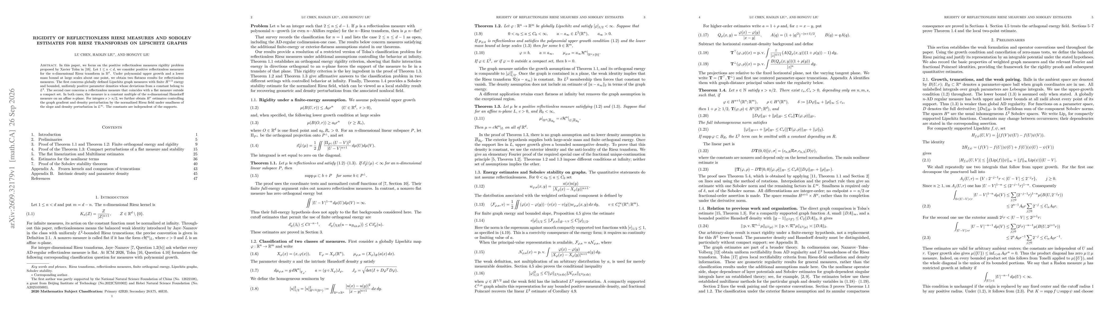 Thumbnail for Rigidity of reflectionless Riesz measures and Sobolev estimates for Riesz transforms on Lipschitz graphs