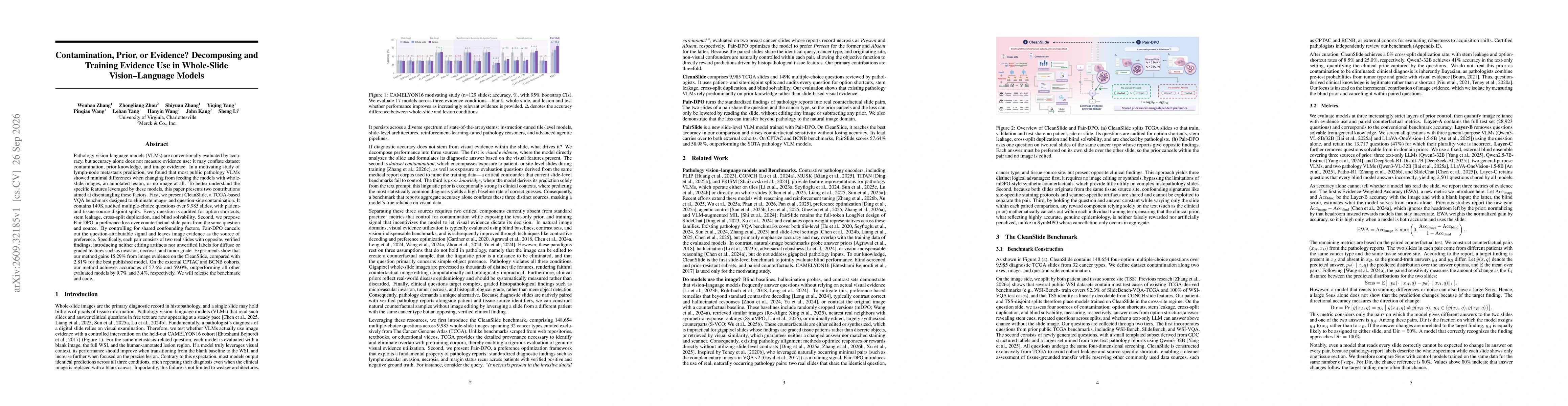 Thumbnail for Contamination, Prior, or Evidence? Decomposing and Training Evidence Use in Whole-Slide Vision-Language Models