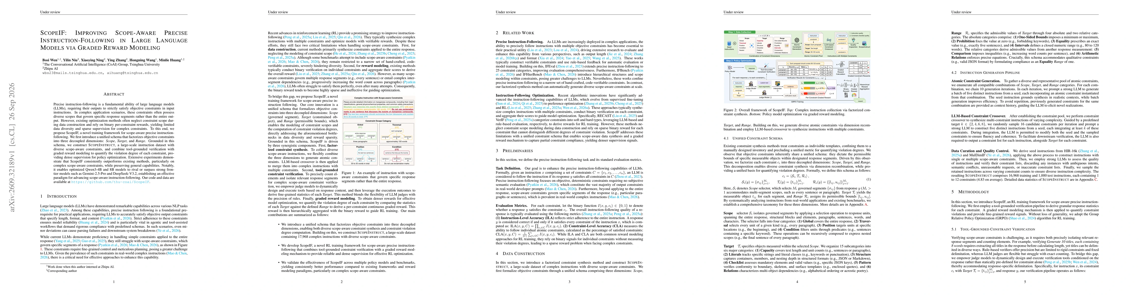 Thumbnail for ScopeIF: Improving Scope-Aware Precise Instruction-Following in Large Language Models via Graded Reward Modeling
