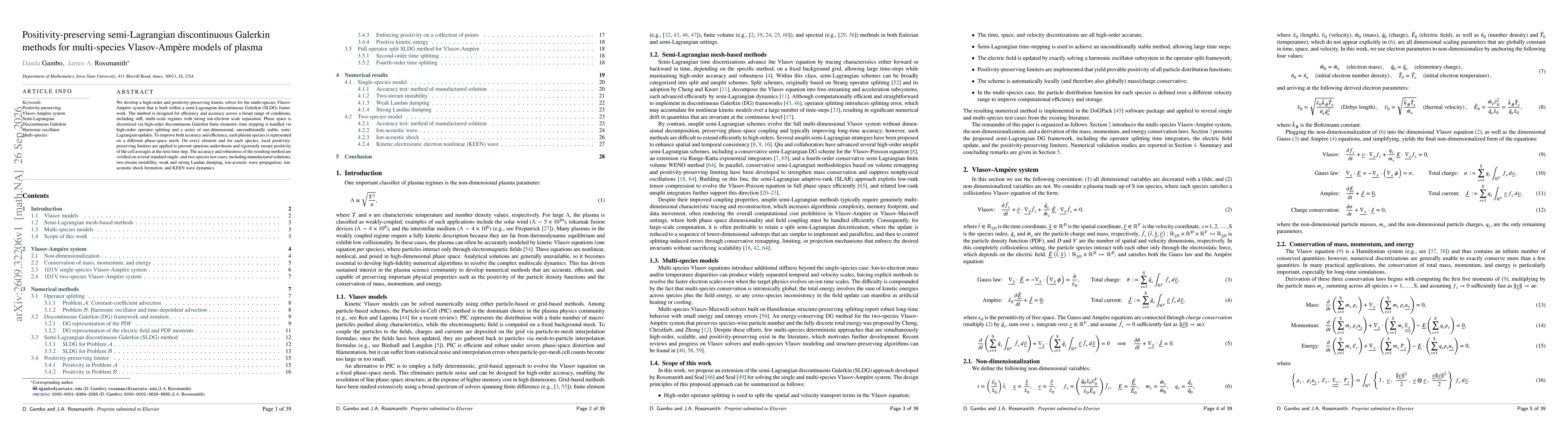 Thumbnail for Positivity-preserving semi-Lagrangian discontinuous Galerkin methods for multi-species Vlasov-Ampère models of plasma