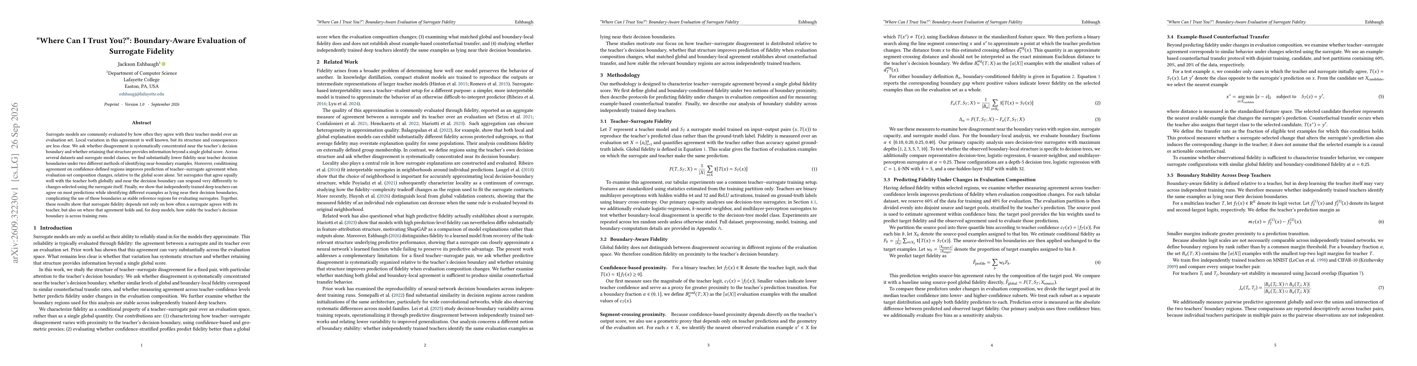 Thumbnail for "Where Can I Trust You?": Boundary-Aware Evaluation of Surrogate Fidelity