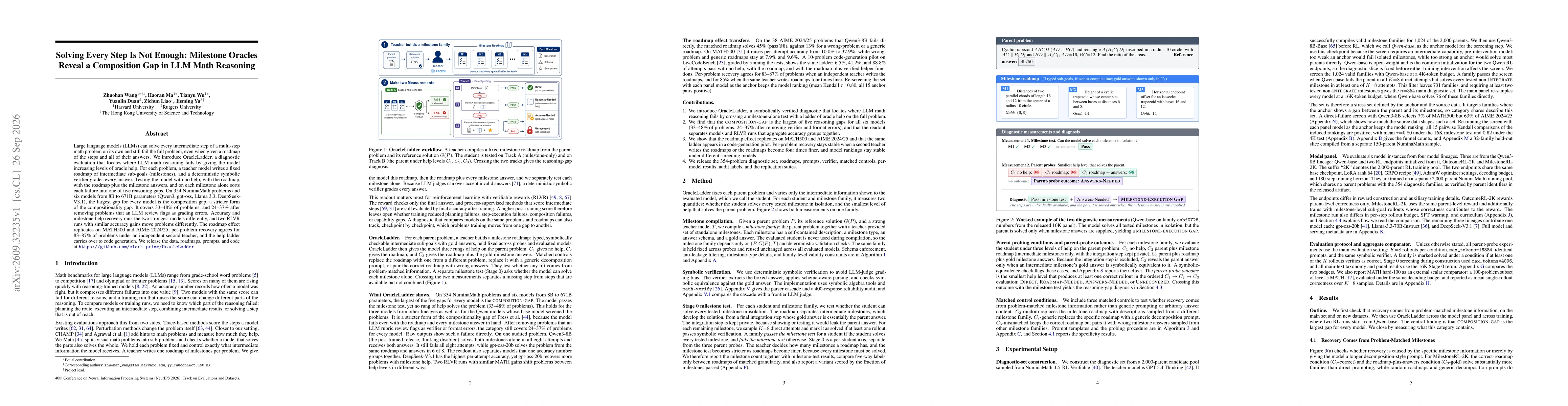 Thumbnail for Solving Every Step Is Not Enough: Milestone Oracles Reveal a Composition Gap in LLM Math Reasoning