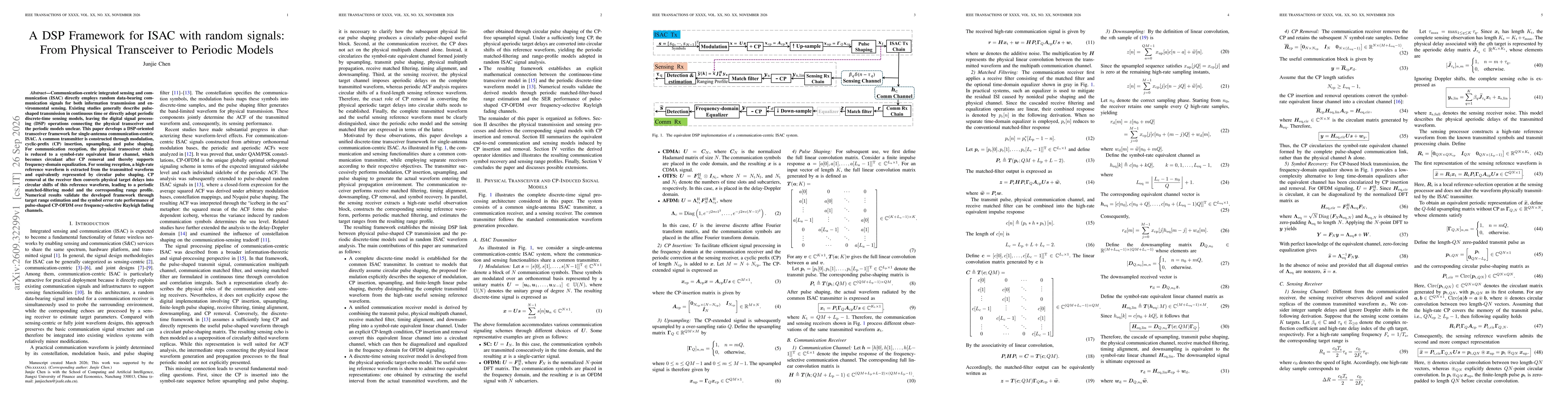 Thumbnail for A DSP Framework for ISAC with random signals: From Physical Transceiver to Periodic Models