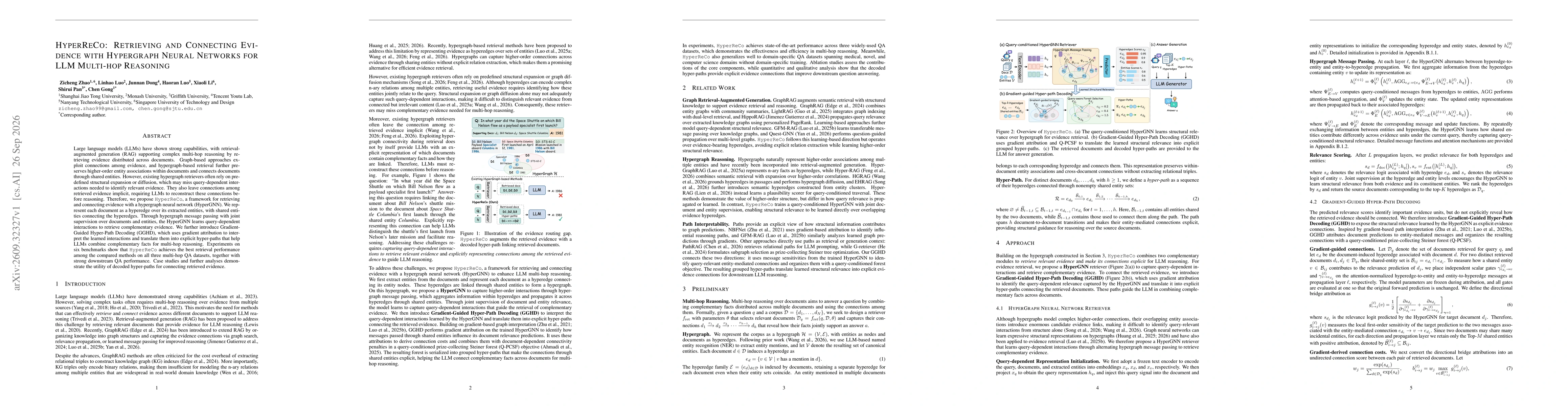 Thumbnail for HyperReCo: Retrieving and Connecting Evidence with Hypergraph Neural Networks for LLM Multi-hop Reasoning