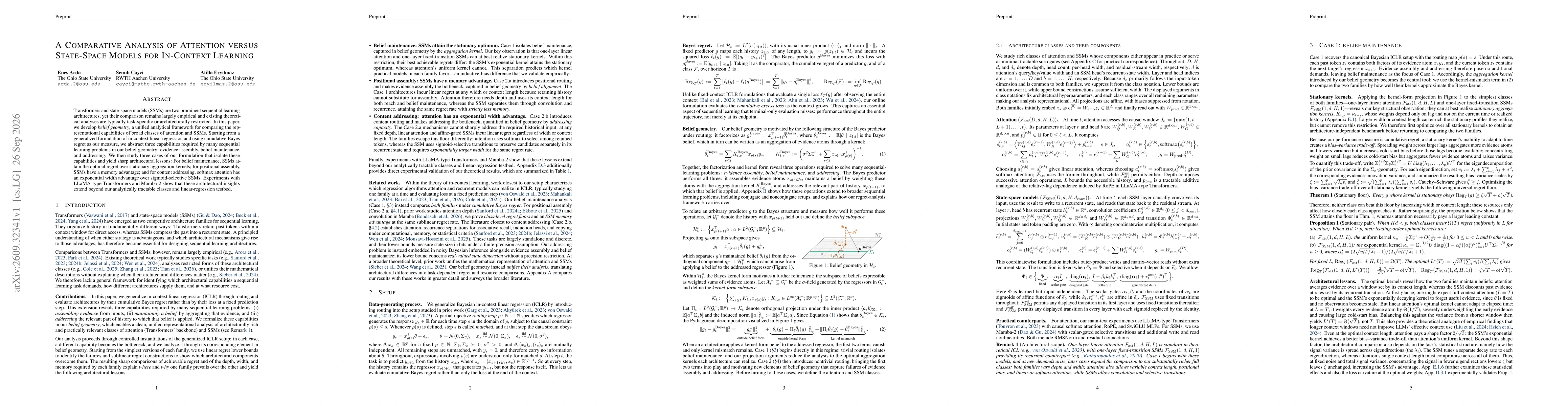 Thumbnail for A Comparative Analysis of Attention versus State-Space Models for In-Context Learning