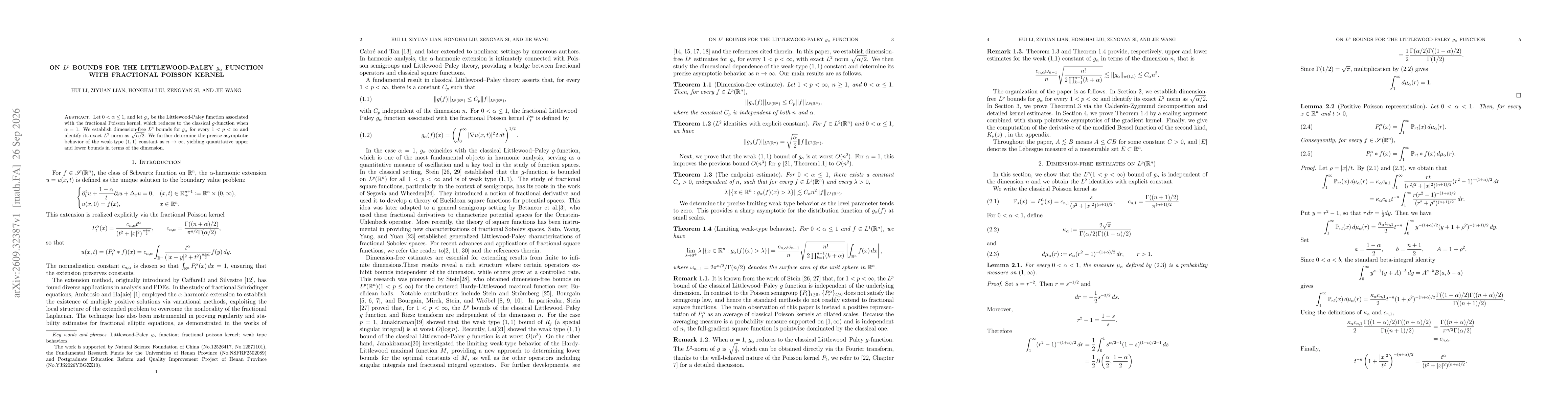 Thumbnail for On $L^p$ bounds for the Littlewood-Paley $g_α$ function with fractional poisson kernel