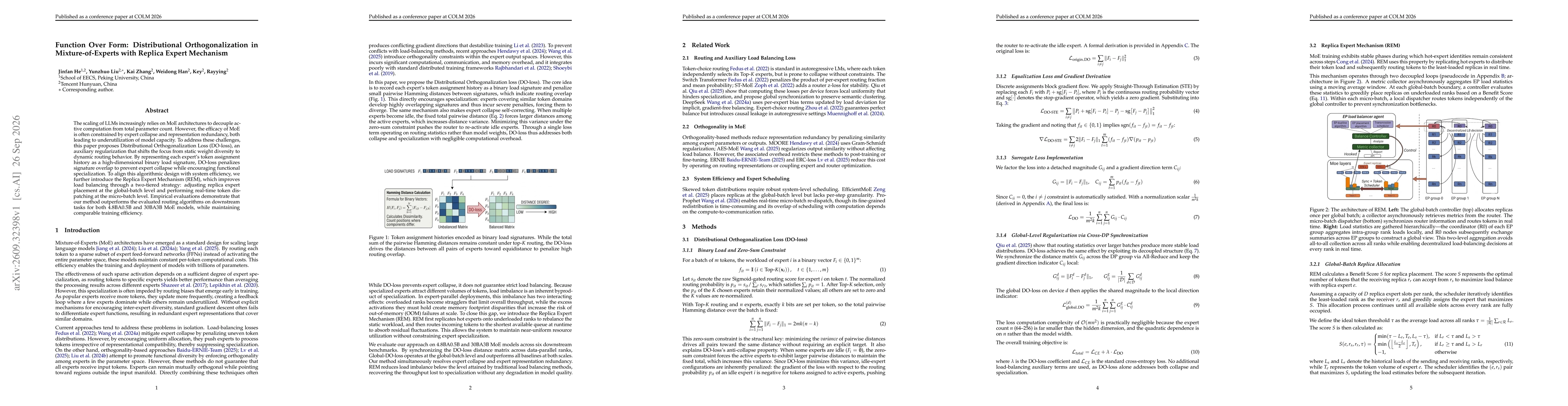 Thumbnail for Function Over Form: Distributional Orthogonalization in Mixture-of-Experts with Replica Expert Mechanism