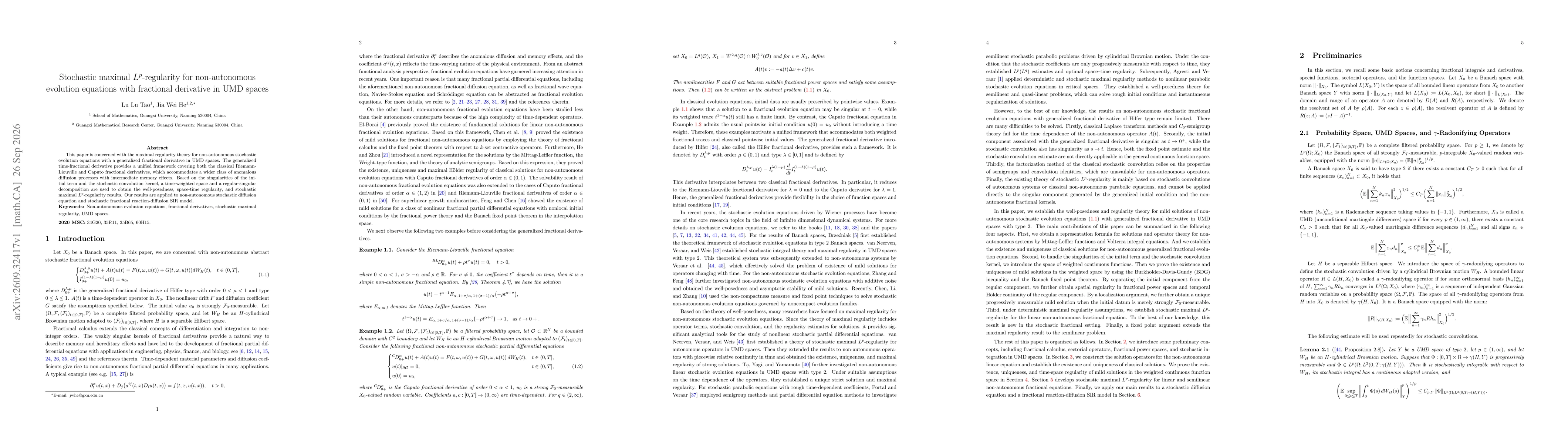 Thumbnail for Stochastic maximal $L^p$-regularity for non-autonomous evolution equations with fractional derivative in UMD spaces