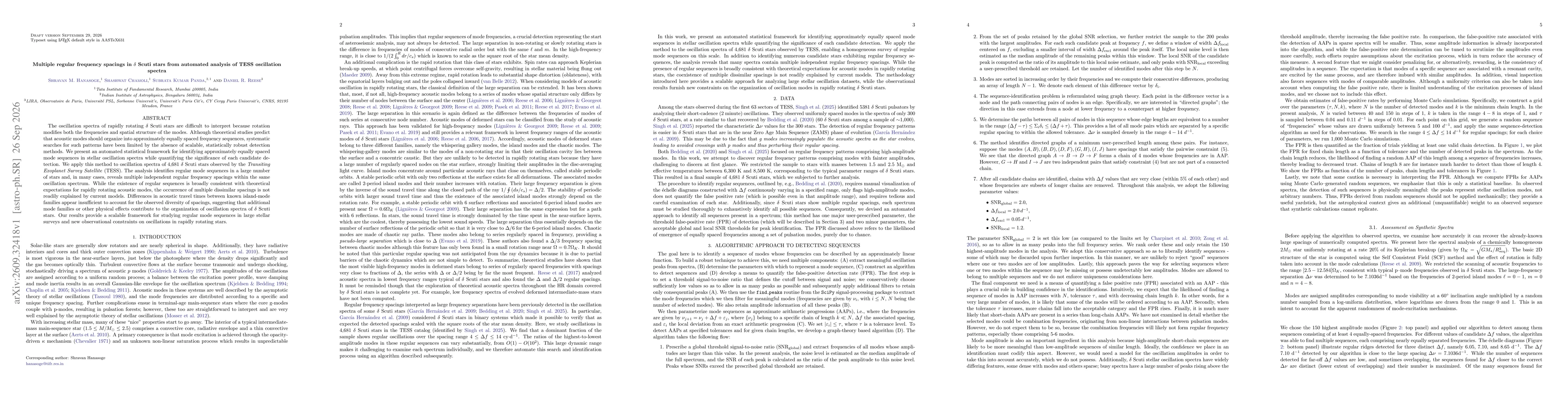Thumbnail for Multiple regular frequency spacings in $δ$ Scuti stars from automated analysis of TESS oscillation spectra