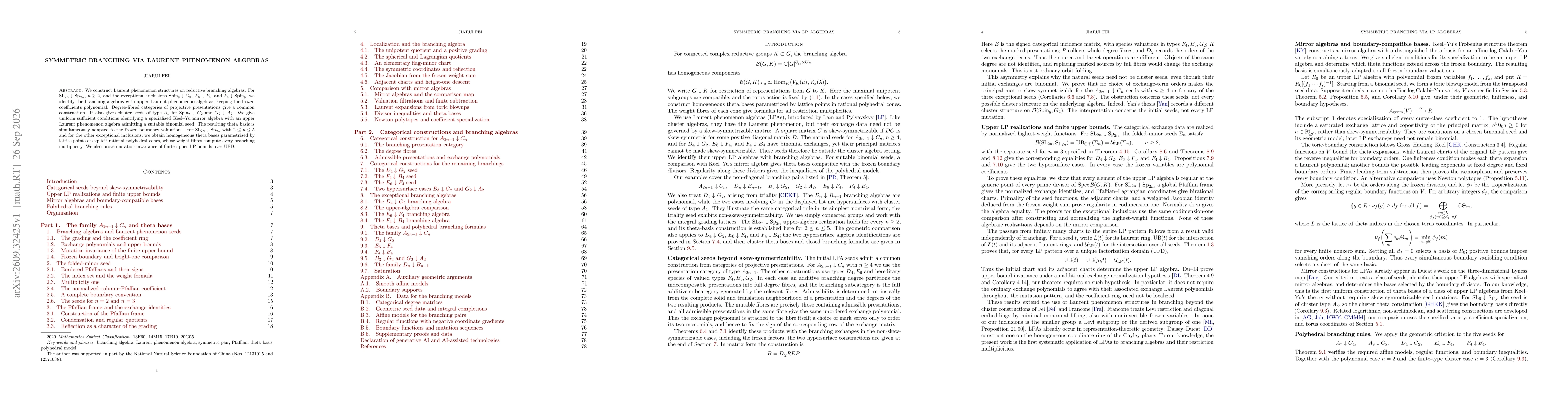 Thumbnail for Symmetric Branching via Laurent Phenomenon Algebras