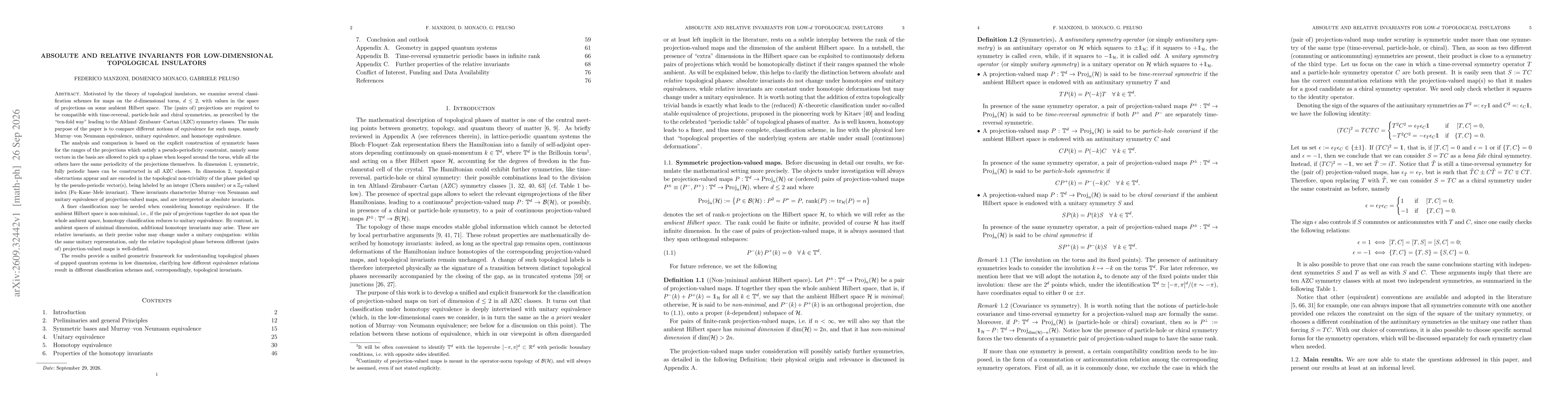 Thumbnail for Absolute and relative invariants for low-dimensional topological insulators