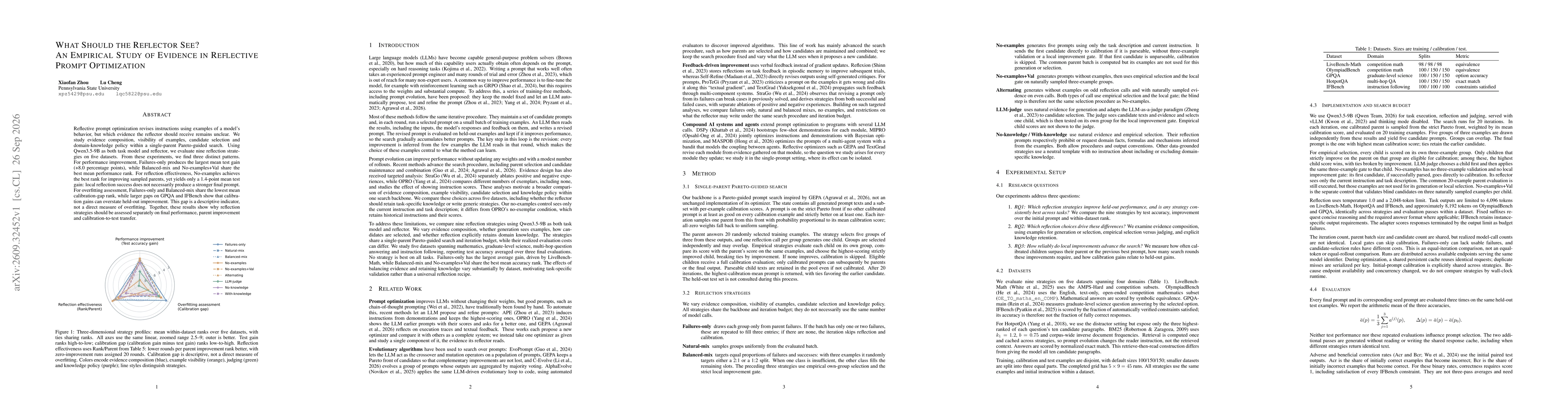 Thumbnail for What Should the Reflector See? An Empirical Study of Evidence in Reflective Prompt Optimization