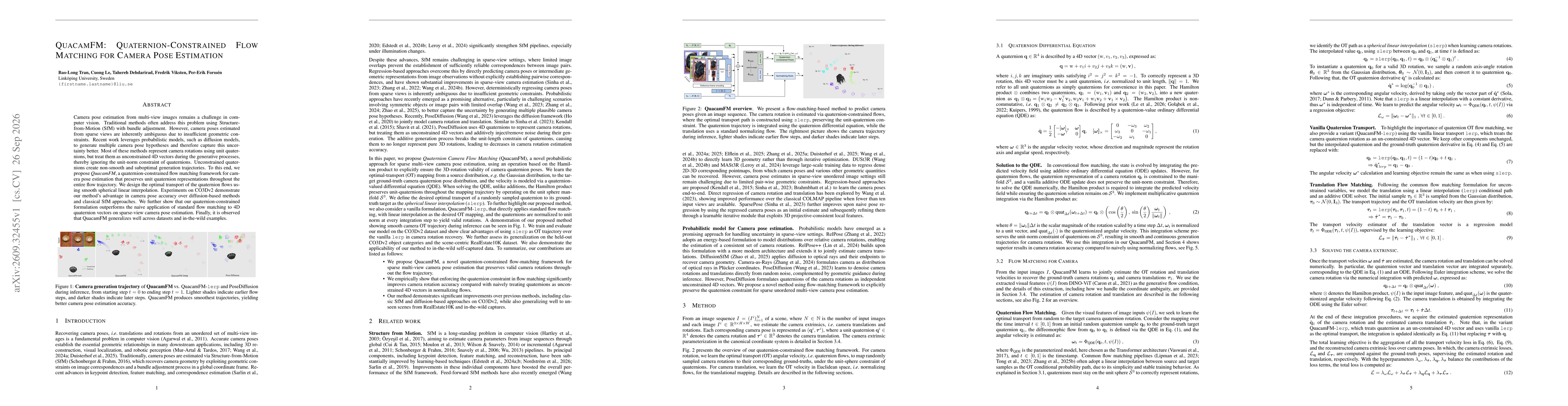 Thumbnail for QuacamFM: Quaternion-Constrained Flow Matching for Camera Pose Estimation