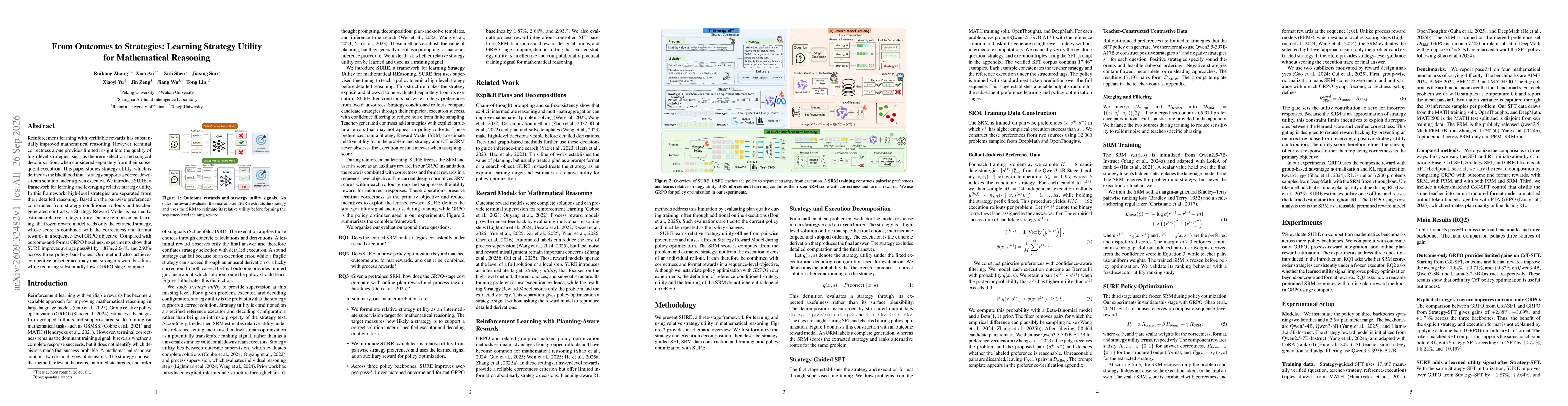 Thumbnail for From Outcomes to Strategies: Learning Strategy Utility for Mathematical Reasoning