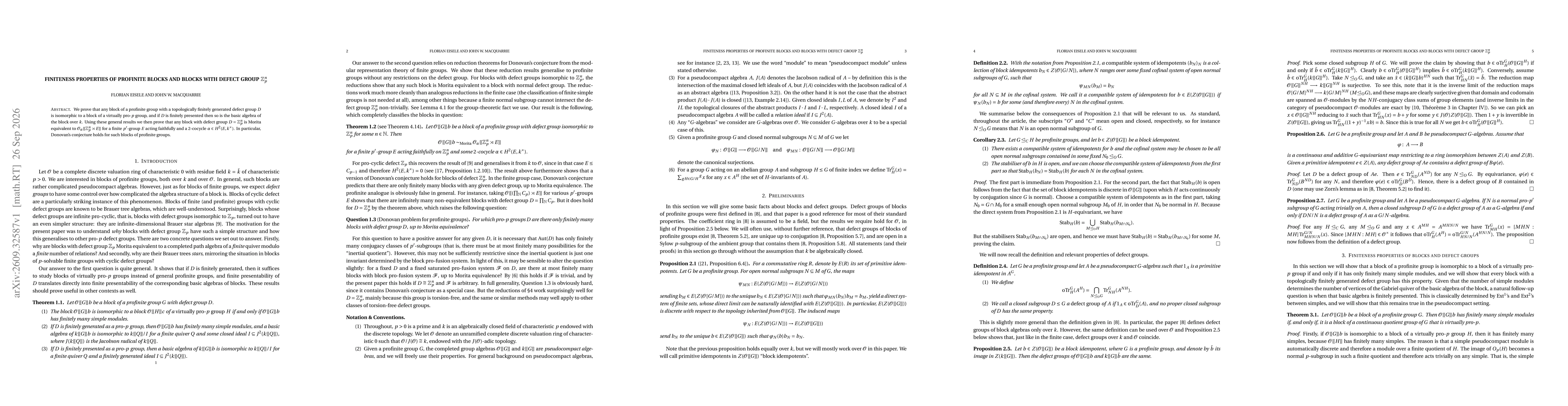 Thumbnail for Finiteness properties of profinite blocks and blocks with defect group $\mathbb Z_p^n$