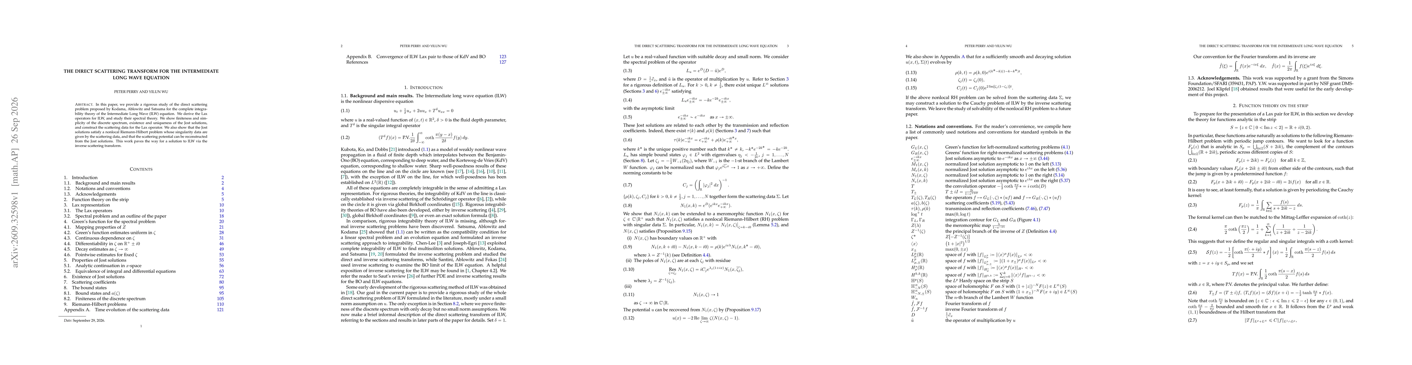Thumbnail for The Direct Scattering Transform for the Intermediate Long Wave Equation