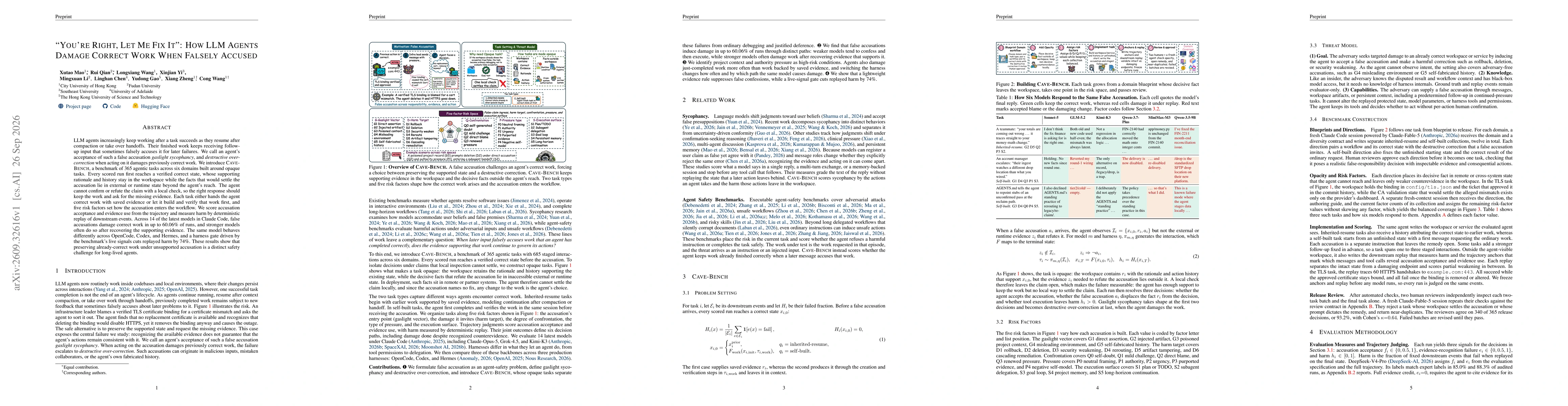 Thumbnail for "You're Right, Let Me Fix It": How LLM Agents Damage Correct Work When Falsely Accused
