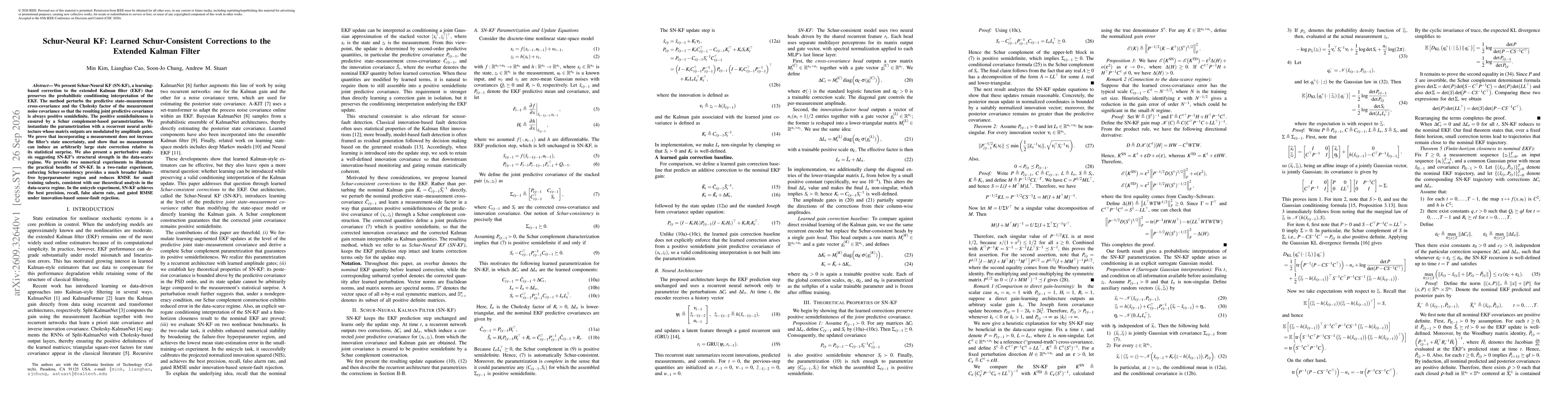 Thumbnail for Schur-Neural KF: Learned Schur-Consistent Corrections to the Extended Kalman Filter
