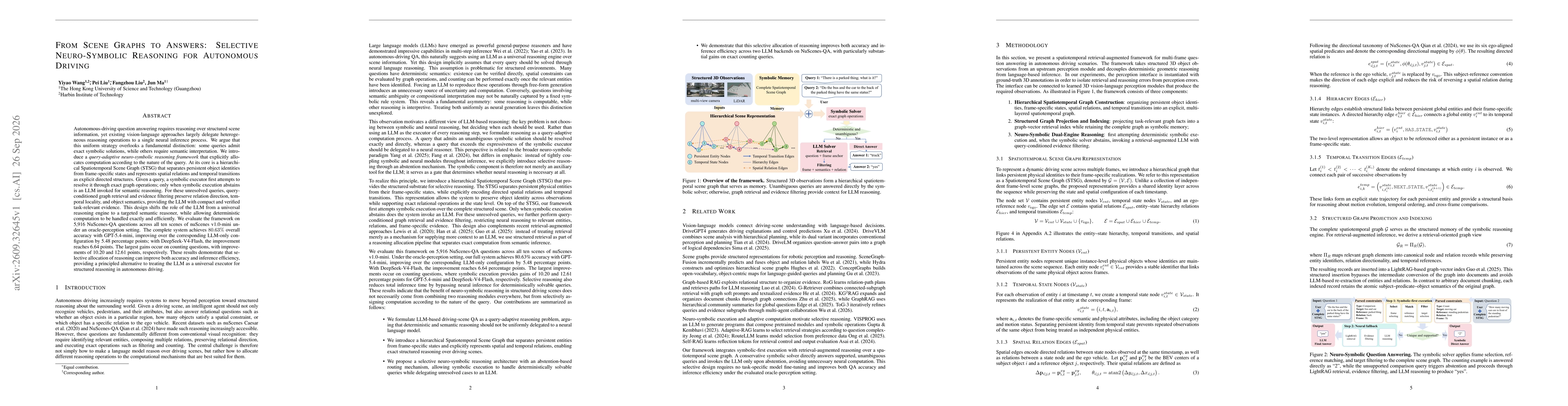 Thumbnail for From Scene Graphs to Answers: Selective Neuro-Symbolic Reasoning for Autonomous Driving