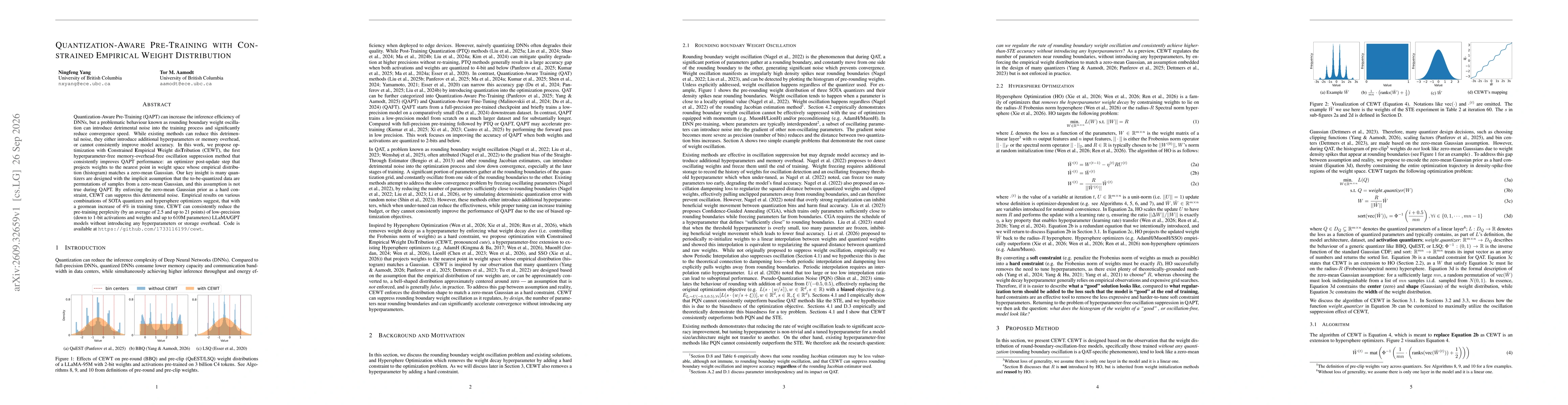 Thumbnail for Quantization-Aware Pre-Training with Constrained Empirical Weight Distribution