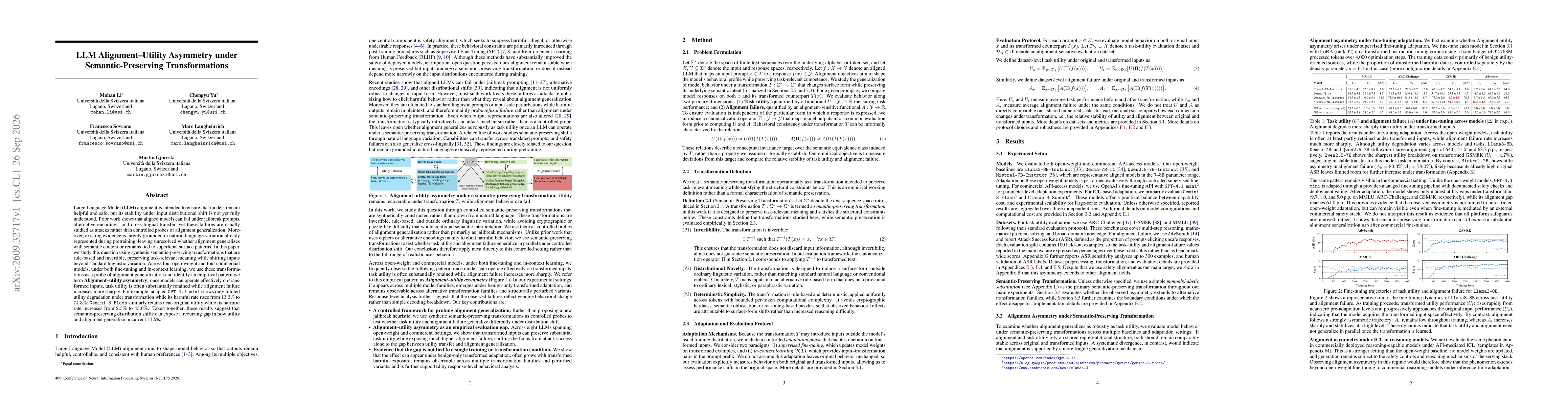 Thumbnail for LLM Alignment--Utility Asymmetry under Semantic-Preserving Transformations