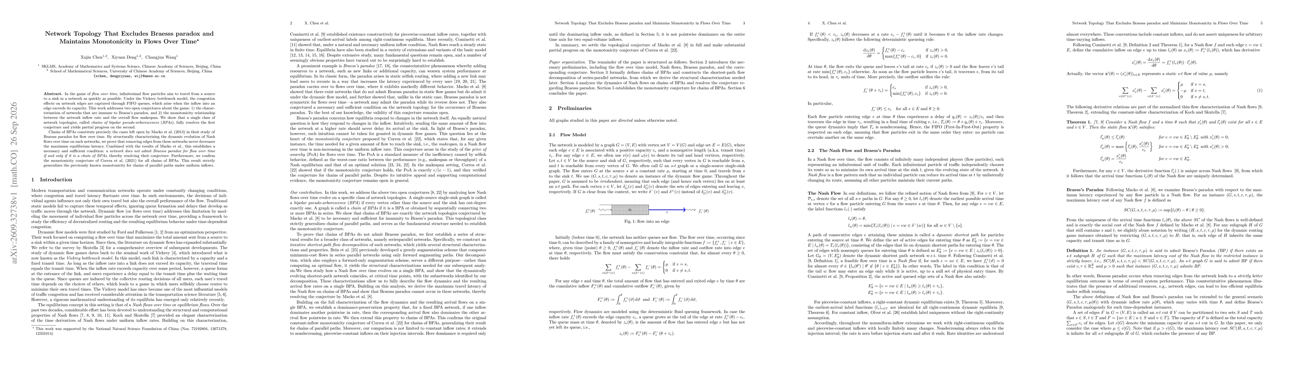 Thumbnail for Network Topology That Excludes Braess's Paradox and Maintains Monotonicity in Flows Over Time