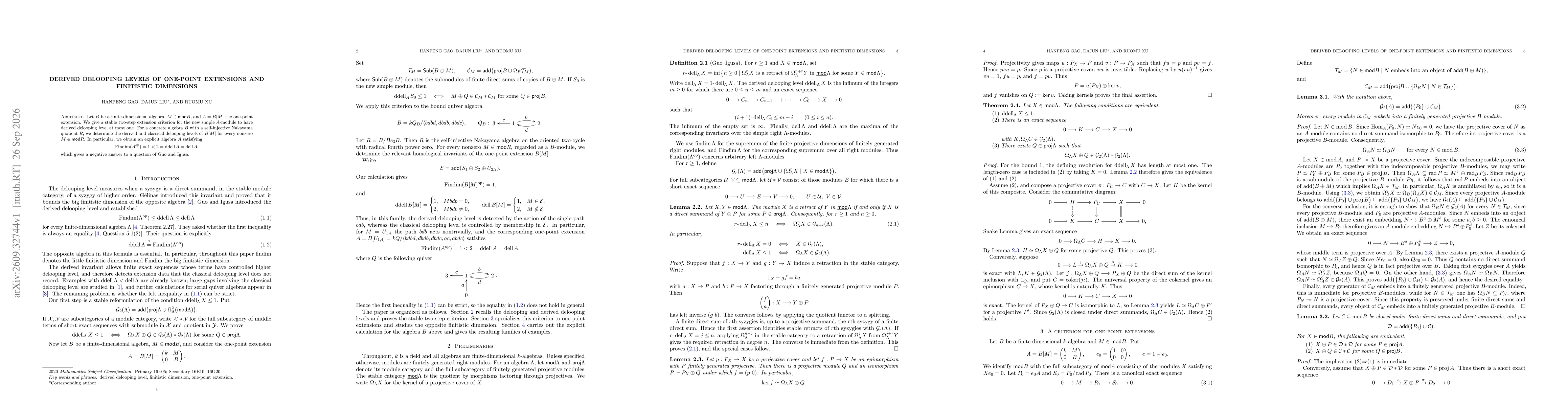 Thumbnail for Derived Delooping Levels of One-Point Extensions and Finitistic Dimensions