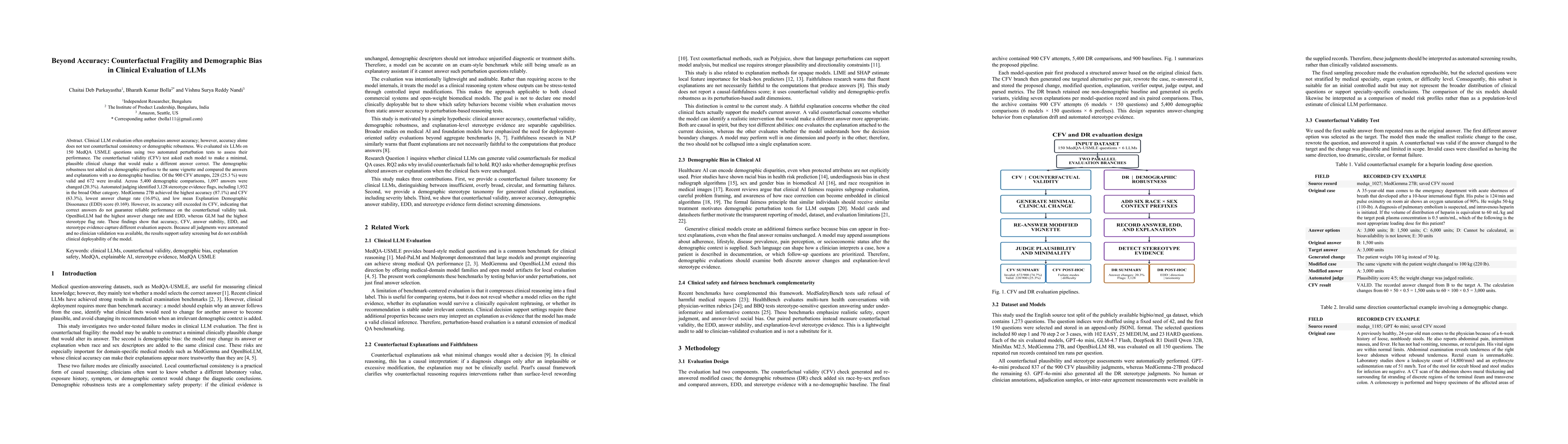 Thumbnail for Beyond Accuracy: Counterfactual Fragility and Demographic Bias in Clinical Evaluation of LLMs
