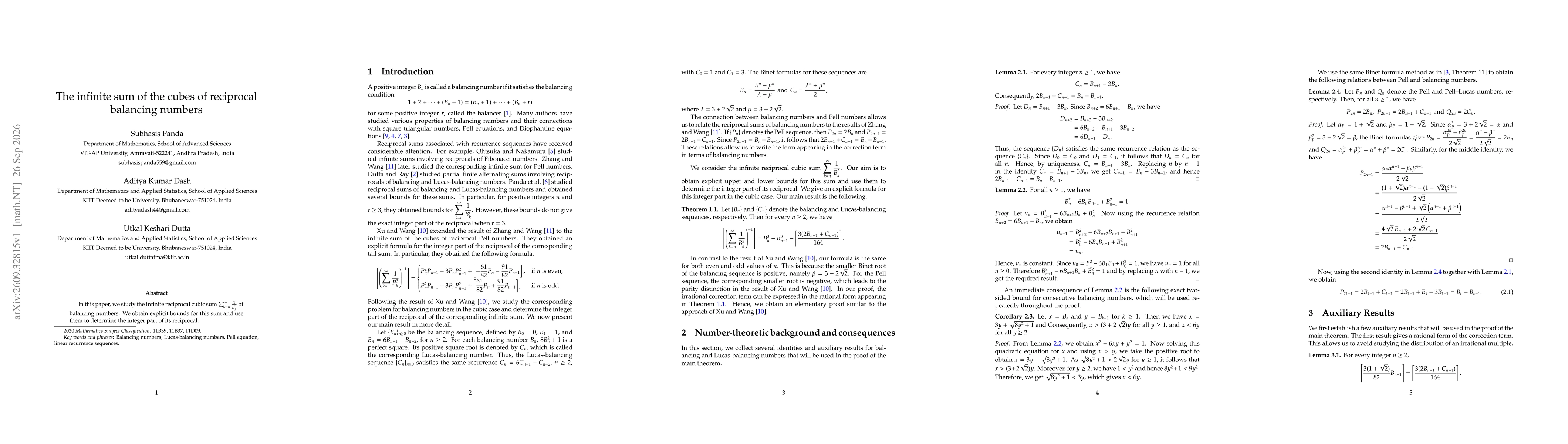 Thumbnail for The infinite sum of the cubes of reciprocal balancing numbers