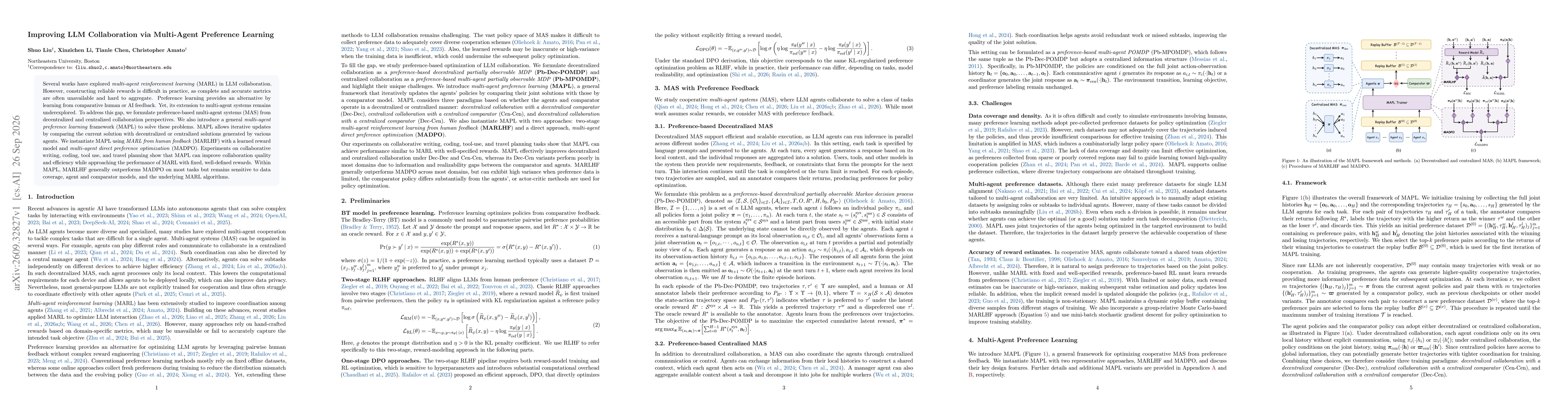 Thumbnail for Improving LLM Collaboration via Multi-Agent Preference Learning