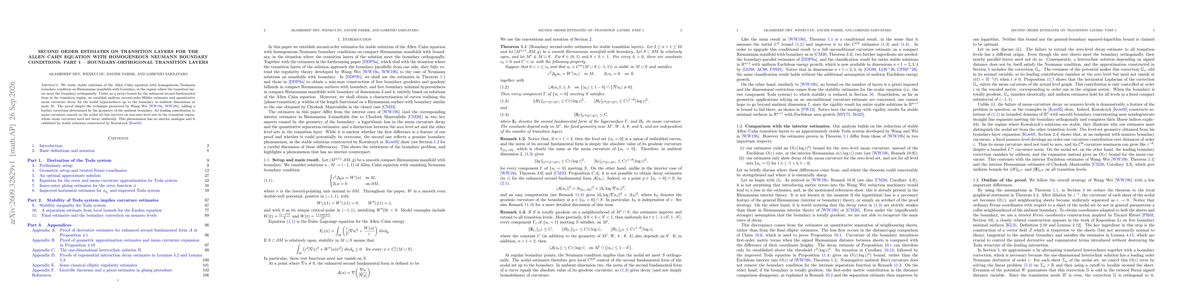Thumbnail for Second order estimates on transition layers for the Allen-Cahn equation with homogeneous Neumann boundary conditions: Part I - Boundary-orthogonal transition layers