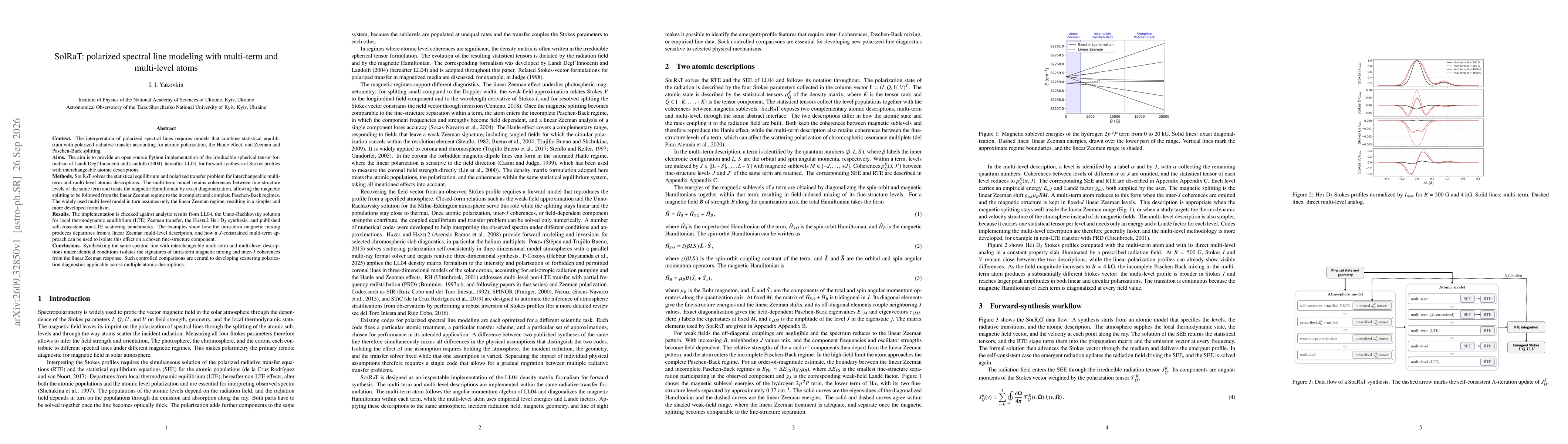 Thumbnail for SolRaT: polarized spectral line modeling with multi-term and multi-level atoms