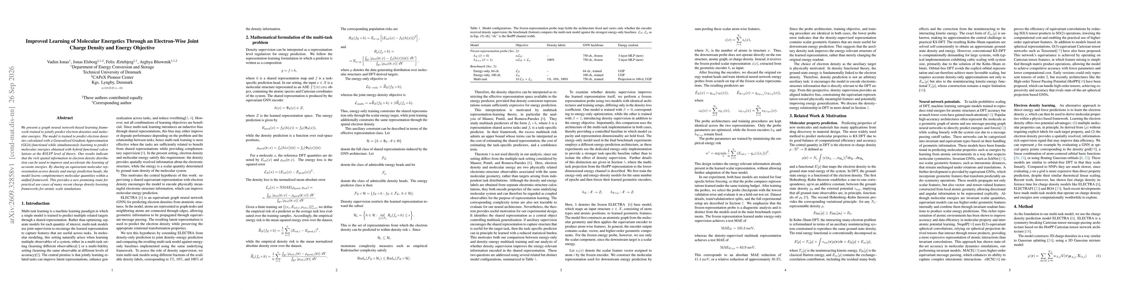 Thumbnail for Improved Learning of Molecular Energetics Through an Electron-Wise Joint Charge Density and Energy Objective