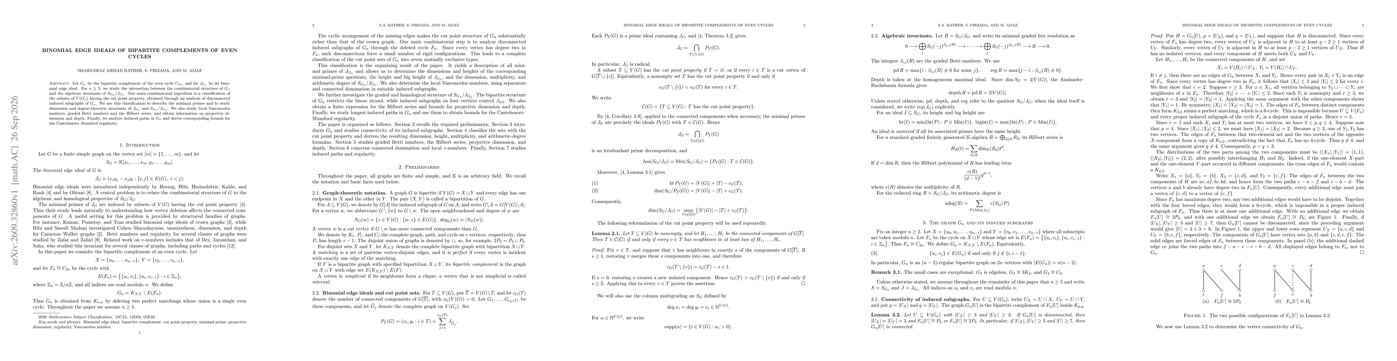 Thumbnail for Binomial edge ideals of bipartite complements of even cycles