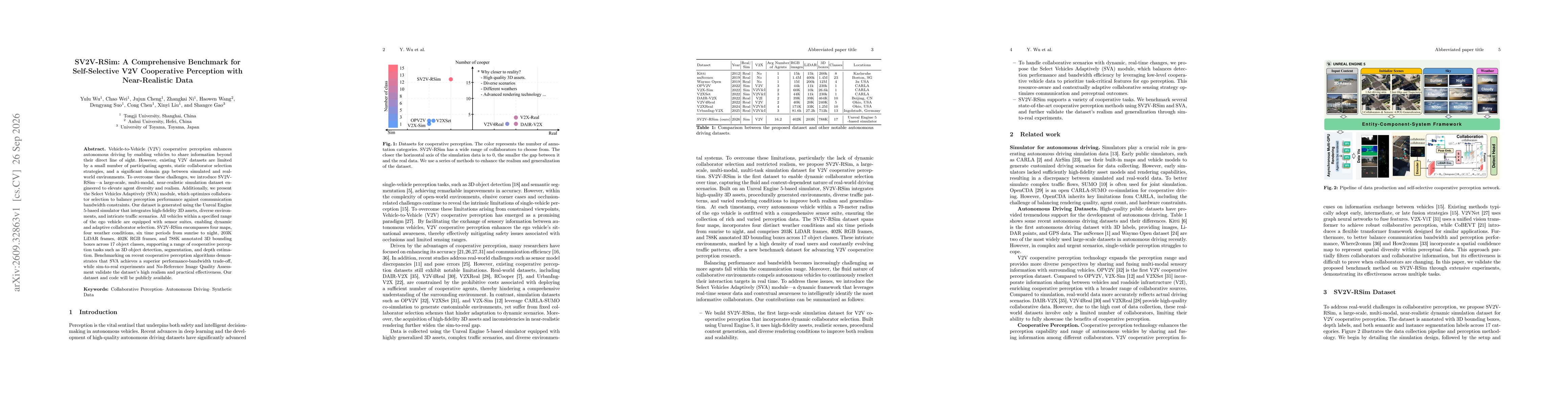 Thumbnail for SV2V-RSim: A Comprehensive Benchmark for Self-Selective V2V Cooperative Perception with Near-Realistic Data