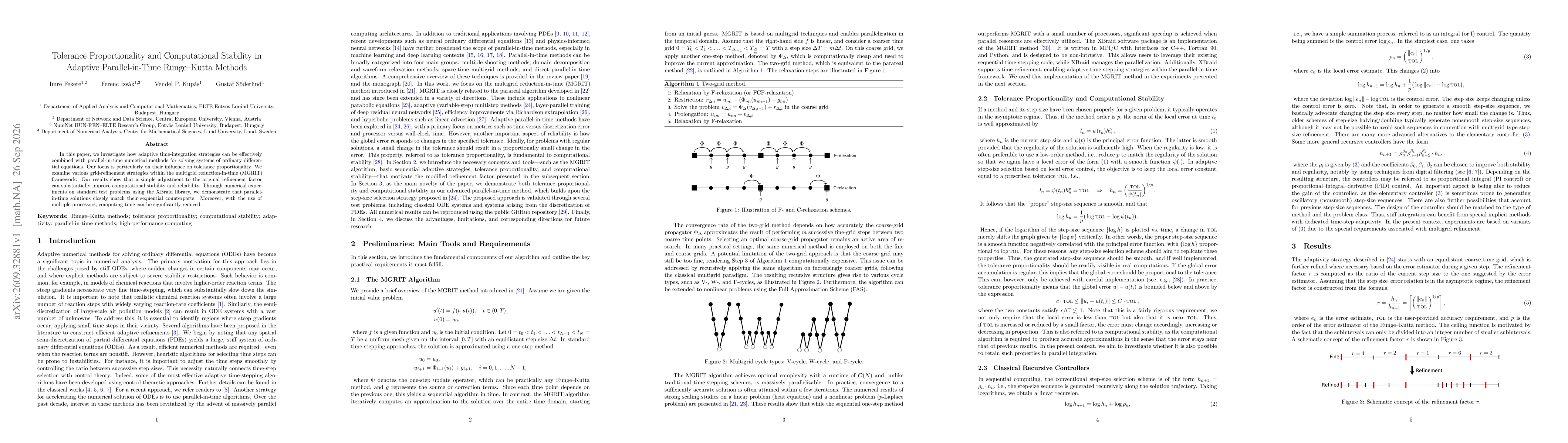 Thumbnail for Tolerance Proportionality and Computational Stability in Adaptive Parallel-in-Time Runge-Kutta Methods