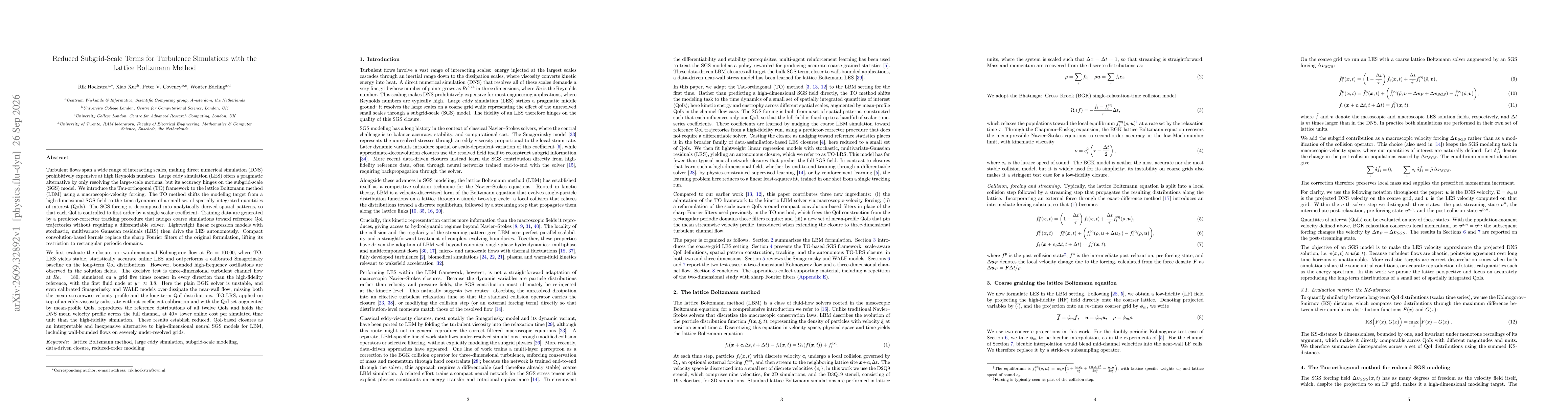 Thumbnail for Reduced Subgrid-Scale Terms for Turbulence Simulations with the Lattice Boltzmann Method