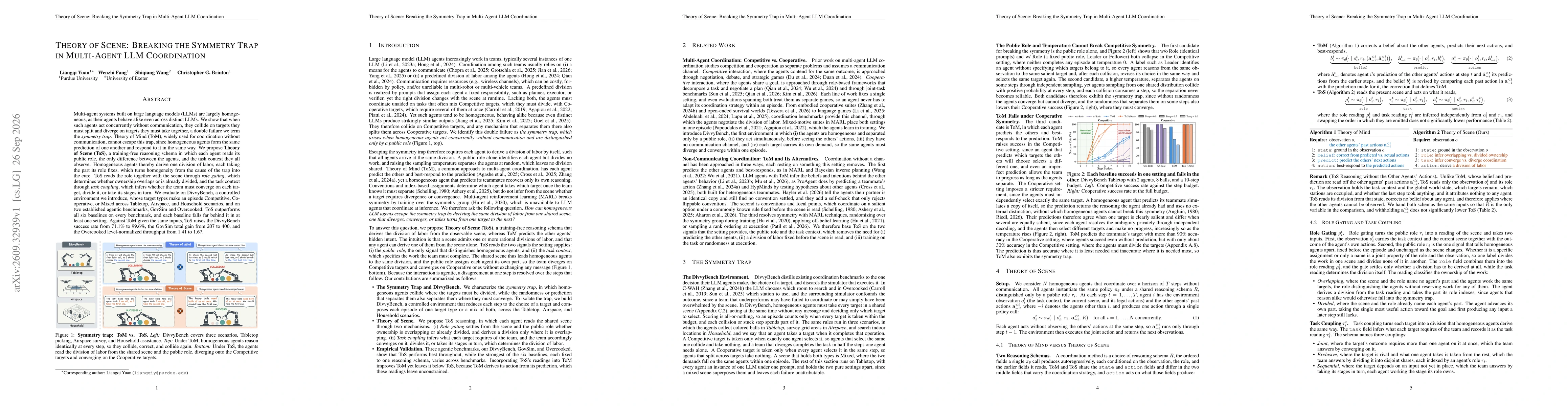 Thumbnail for Theory of Scene: Breaking the Symmetry Trap in Multi-Agent LLM Coordination