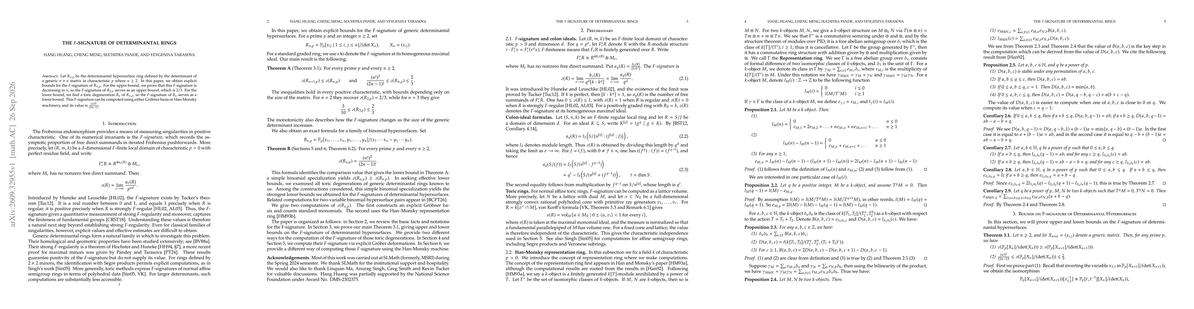 Thumbnail for The F-signature of Determinantal Rings