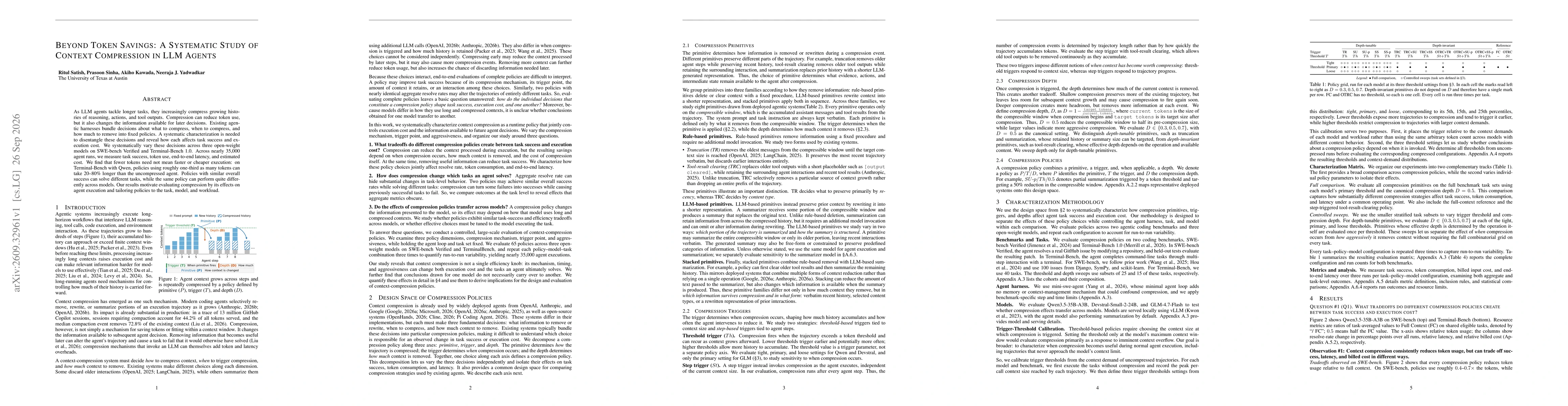 Thumbnail for Beyond Token Savings: A Systematic Study of Context Compression in LLM Agents