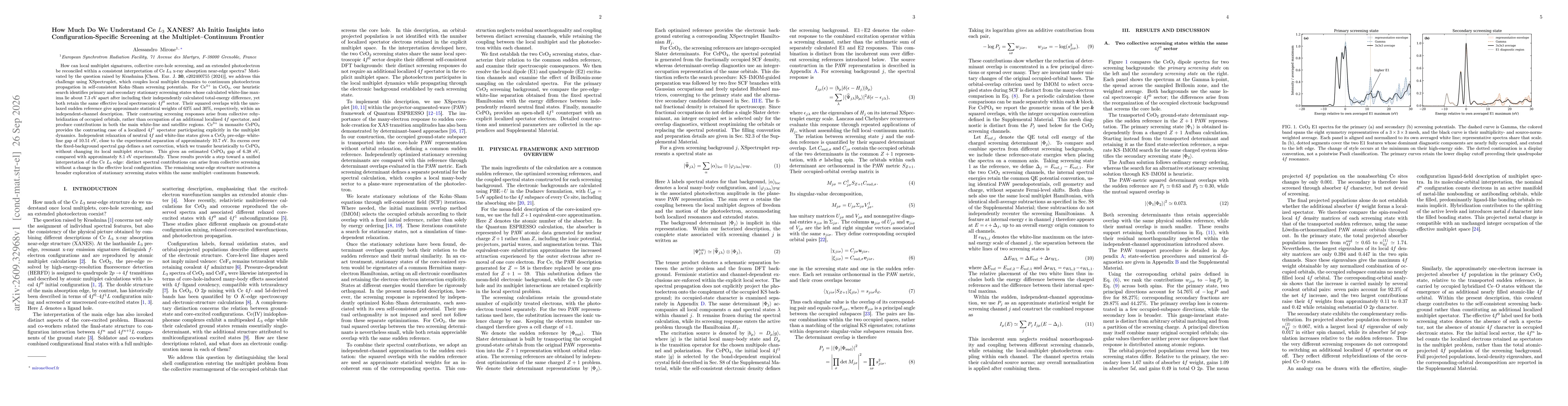 Thumbnail for How Much Do We Understand Ce L3 XANES? Ab Initio Insights into Configuration-Specific Screening at the Multiplet--Continuum Frontier