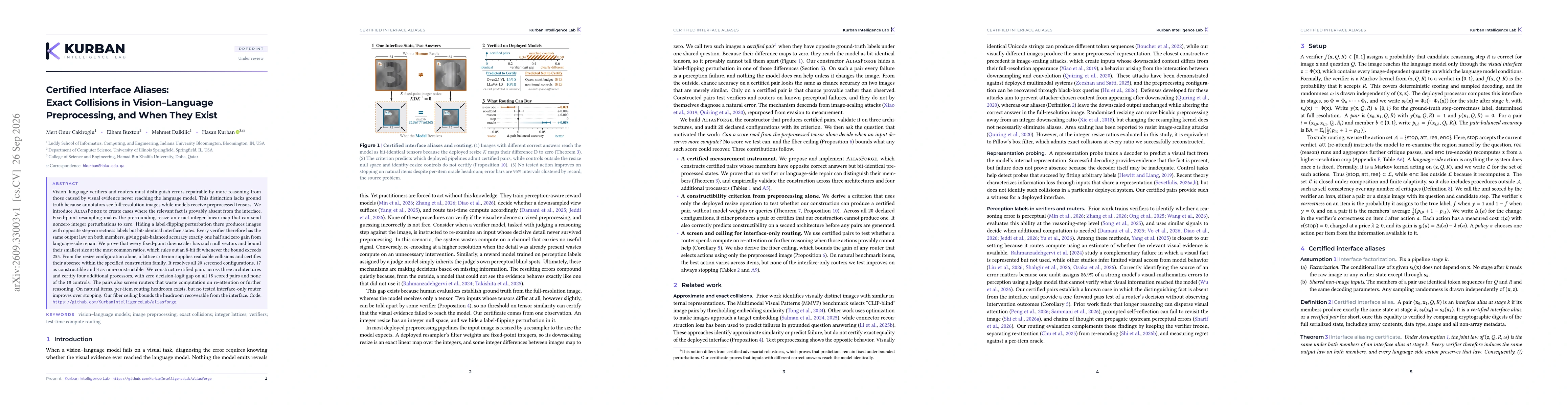 Thumbnail for Certified Interface Aliases: Exact Collisions in Vision-Language Preprocessing, and When They Exist