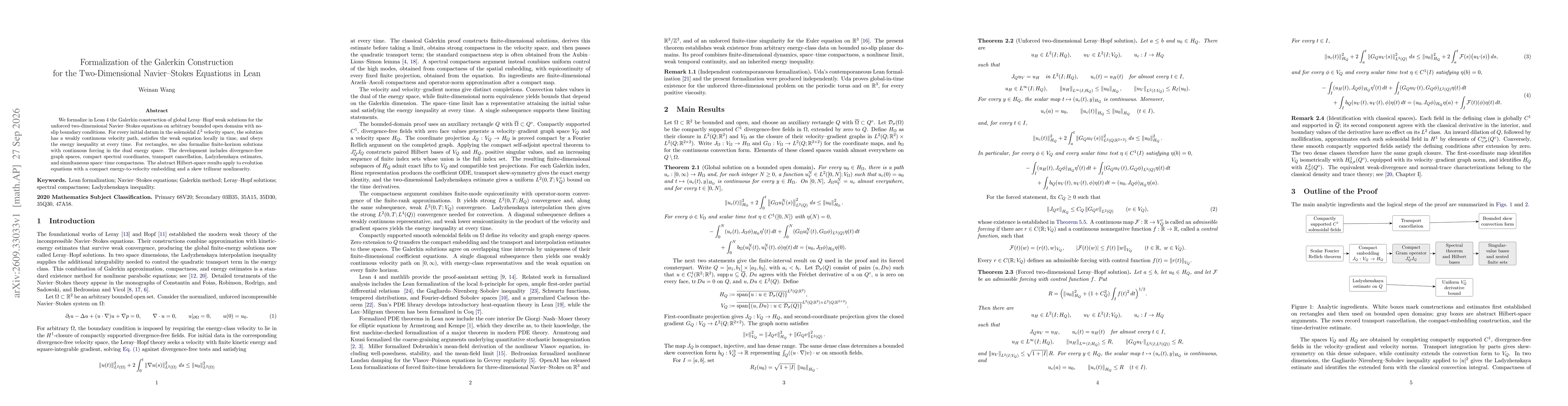 Thumbnail for Formalization of the Galerkin Construction for the Two-Dimensional Navier--Stokes Equations in Lean