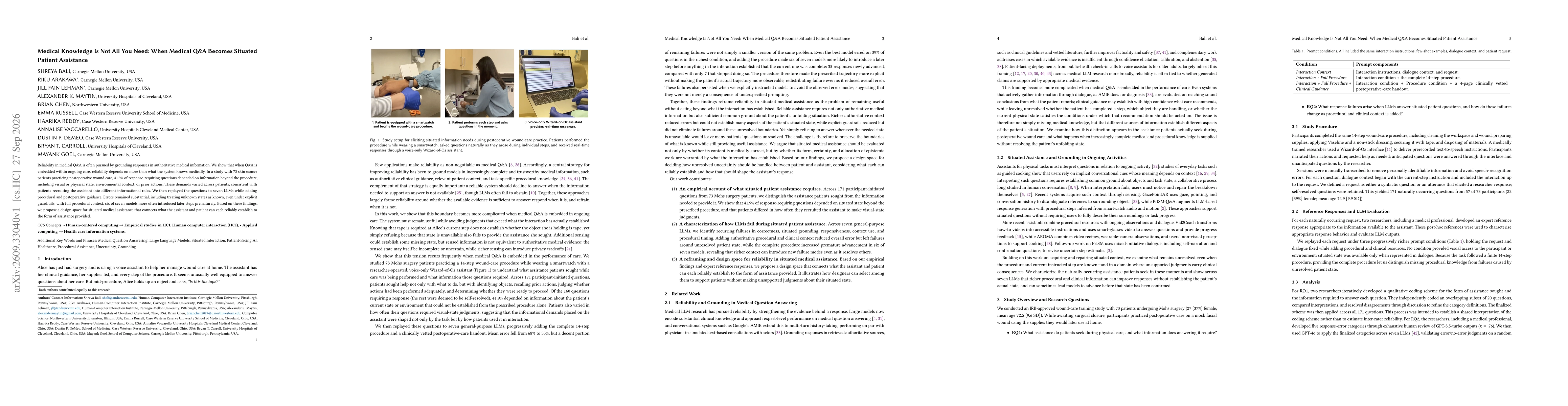 Thumbnail for Medical Knowledge Is Not All You Need: When Medical Q&A Becomes Situated Patient Assistance
