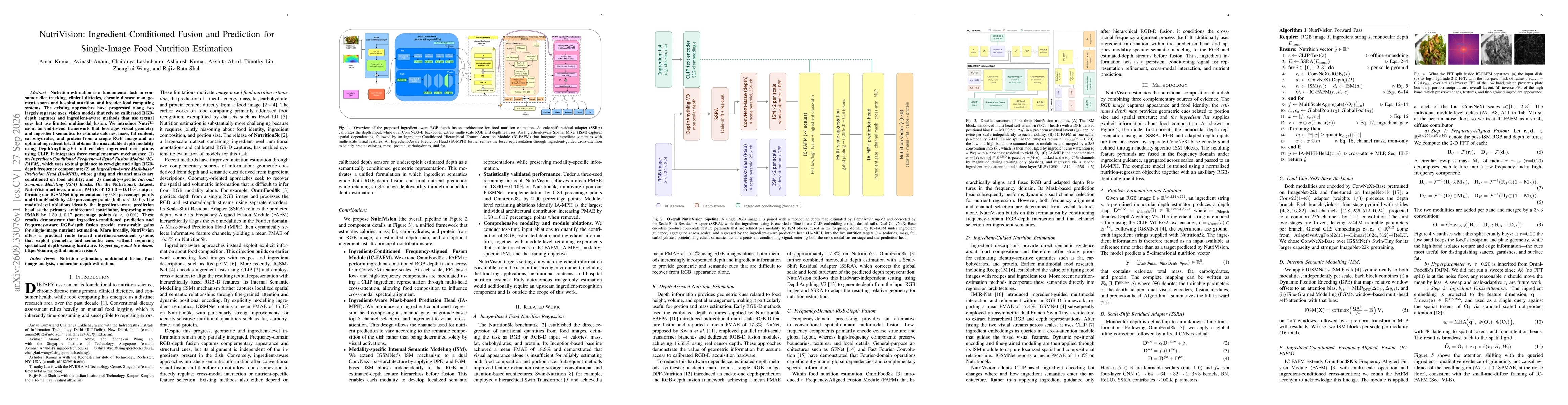 Thumbnail for NutriVision: Ingredient-Conditioned Fusion and Prediction for Single-Image Food Nutrition Estimation